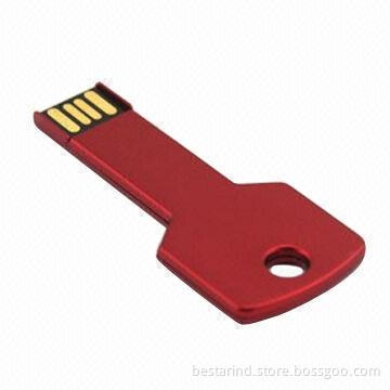 Key-shaped metal USB drive, customized colors/logos/packing are accepted, UDP chips, for promotion